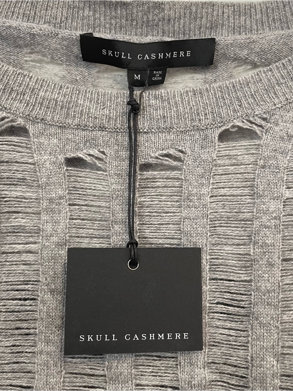 Skull Cashmere Open Knit Skull Sweater Gray Size M NWT Rocker Chic - Picture 3 of 5
